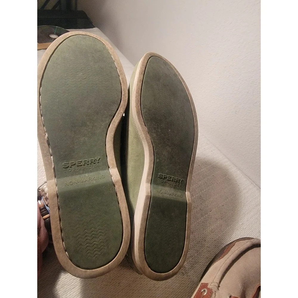 Sperry Top-Sider Men's 9 M Green Leather Authentic Original Boat Shoes Moccasin